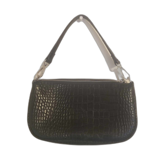 Black Croc- Effect Baguette Mini Clutch 90s Y2k Purse - Picture 8 of 9